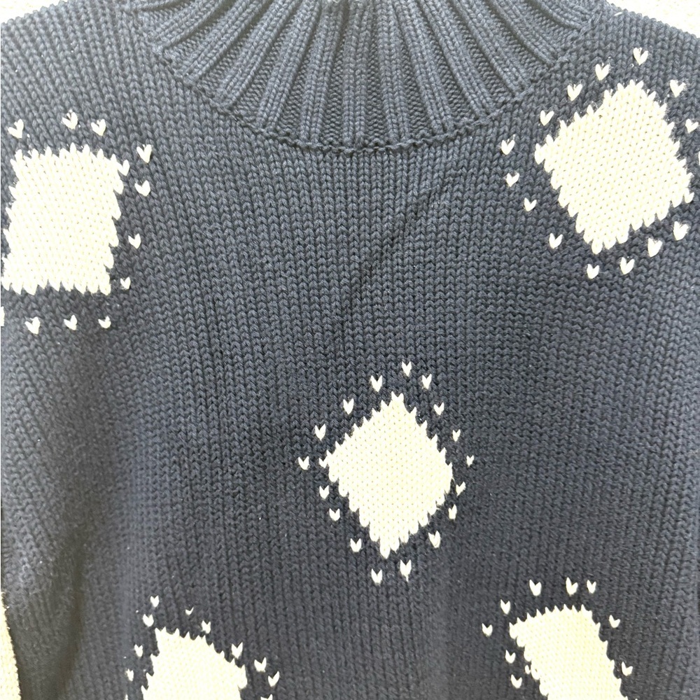 Liz Sport‎ vintage Navy and White Turtleneck Sweater S - Picture 3 of 8